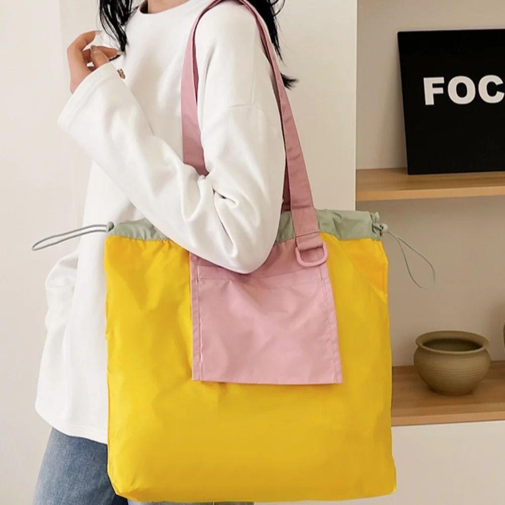 Reusable Foldable Shopping Bag Large Capacity Drawstring Handbag Durable Tote Bag  Outdoor