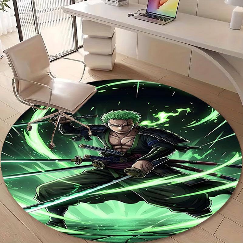 1pc Z-Zoro  Print Round Carpet Chair Round Carpet Suitable for Bedroom Living Room Home Decorative Carpet