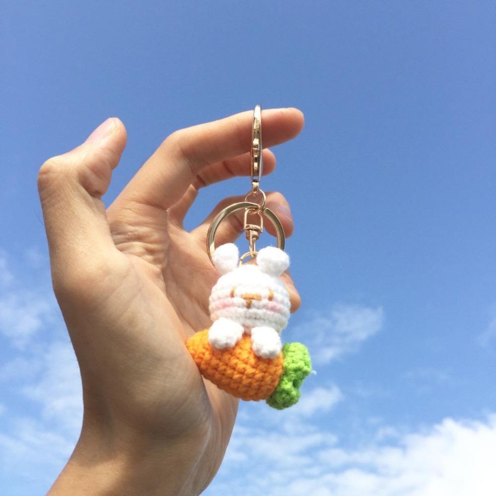 Handmaking Bunny Keyrings Knitting Rabbit Doll Pendant Creative Crochet Keyrings  Backpack