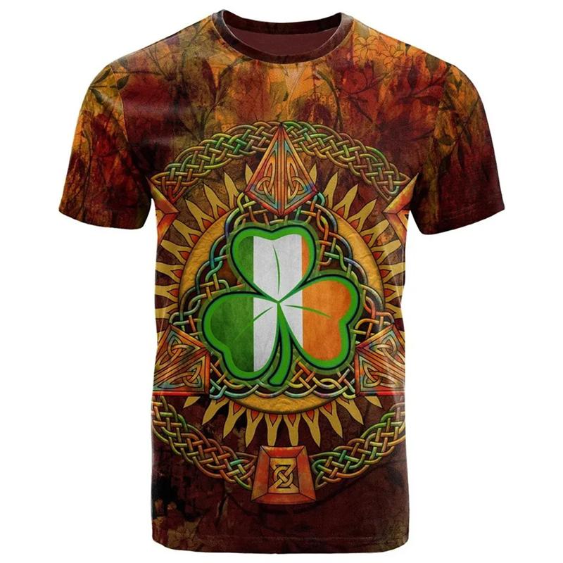 Ireland Shamrock Pattern T-Shirt 3D Printed T Shirt Men Women Clothing Casual Short Sleeve Tees O-Neck Pullover Tops Streetwear