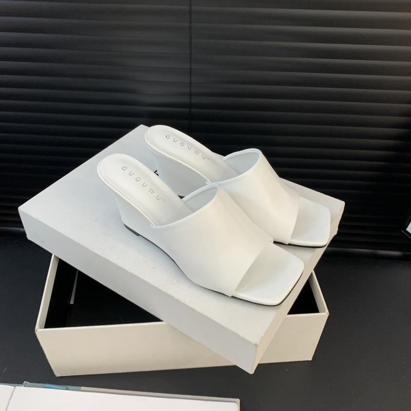 Fashion Women's Slippers 2025Summer New Leather Slippers Fashion Wedges Slippers for Women Open Toed High-heeled Slipper Sandalias Mujer