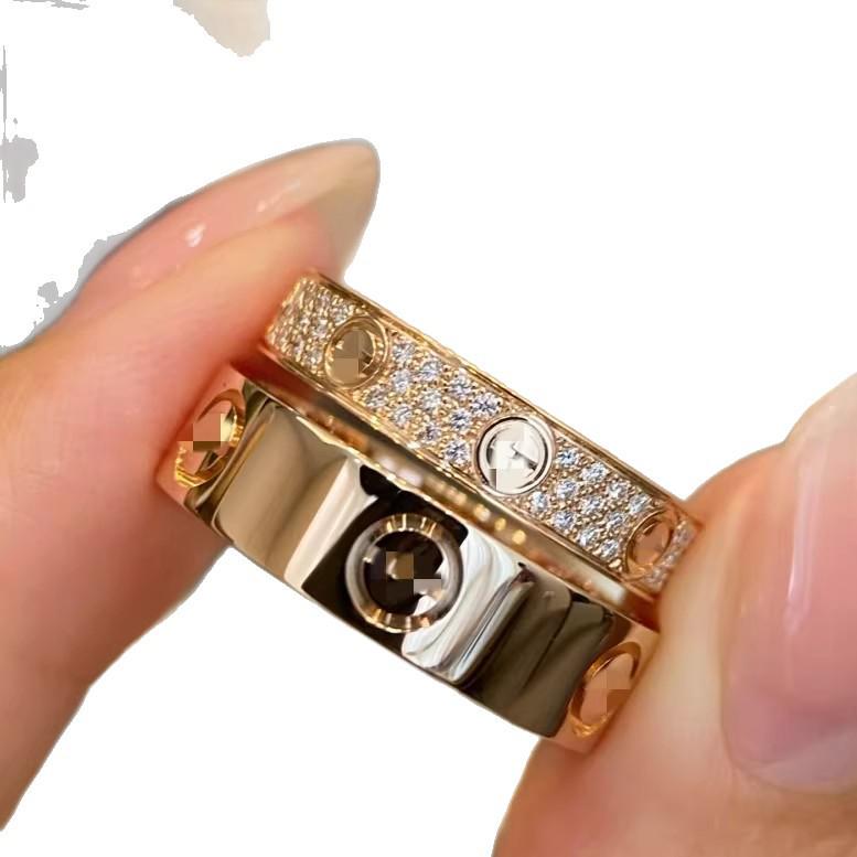 18K Rose Gold Plated Couple Rings: Starry Design, Wide & Narrow Bands, Plain & Nail Style for Men & Women