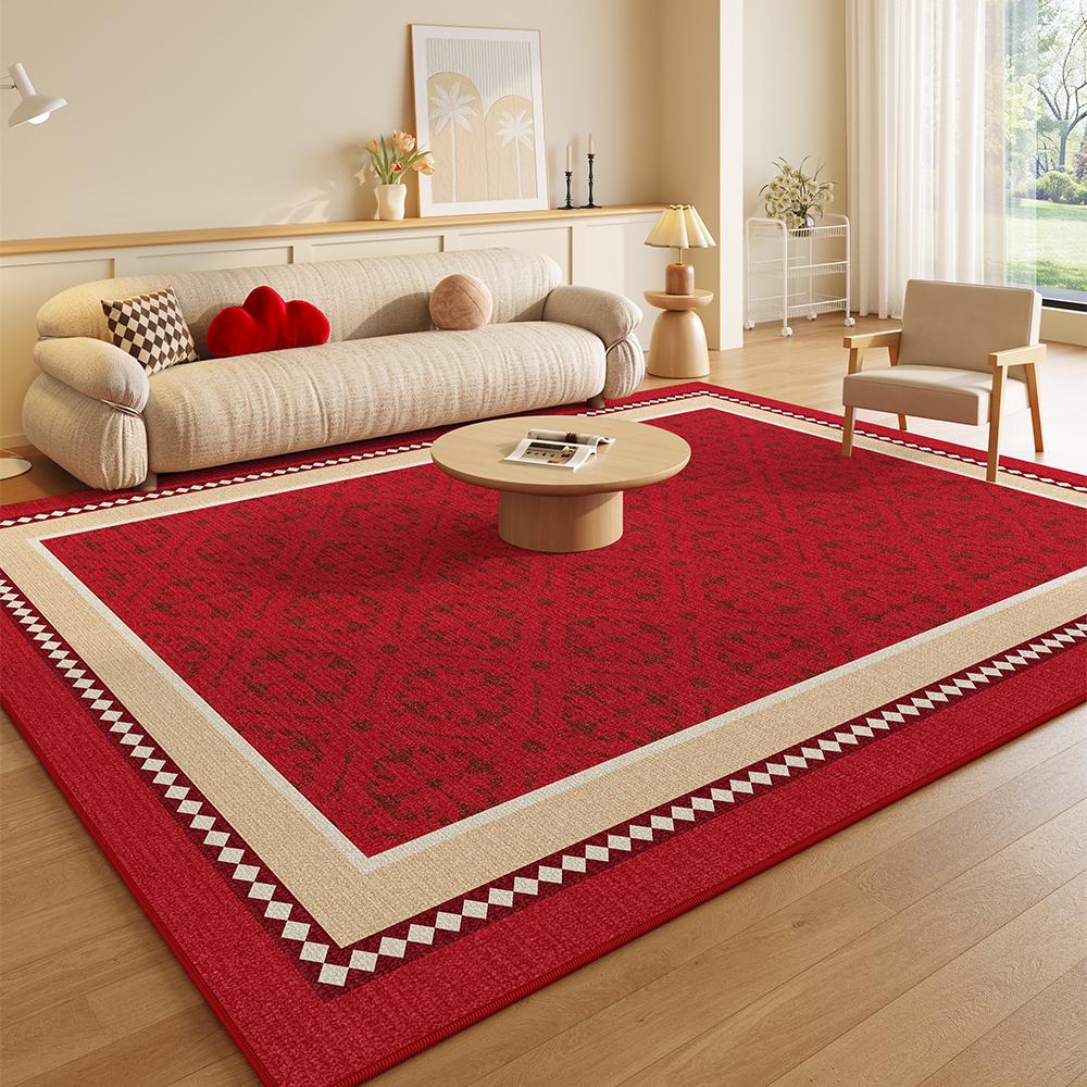 Red New Year Living Room Carpet, Cream Style, Festive And Easy To Clean, Dining Room, Bedroom Floor Mat, Home Decoration
