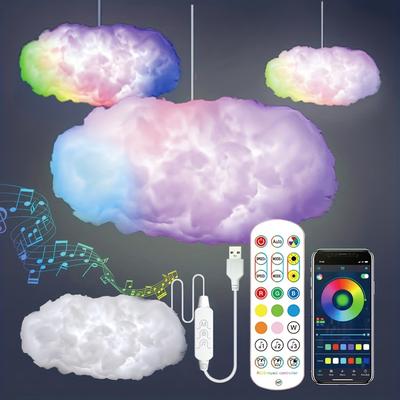 3D Big Cloud Light Kit,Disco Ball Lamps,RGB Multicolor Changing Strip Lights,DIY Decorations for Home, Bedroom,Party Decor with Color-Changing Effects