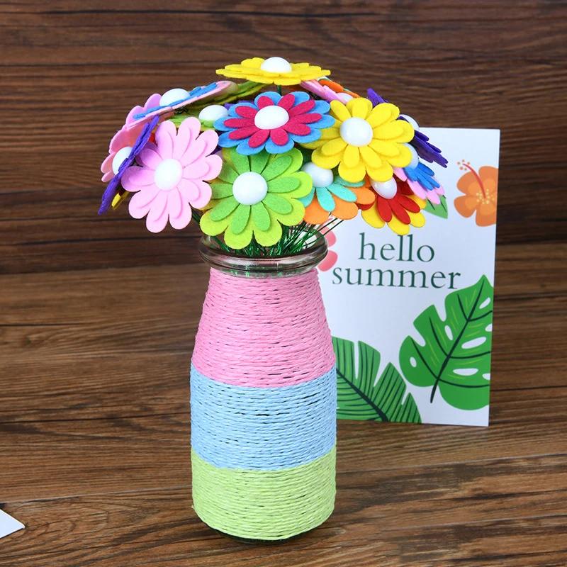Kit Creativo Floreale Bouquet con Bottoni e Fiori di Feltro Vaso Giocattolo Artistico Progetto Creativo Bambini Bambino Attività Fai da Te Giocattoli Ragazzi Ragazze Regalo