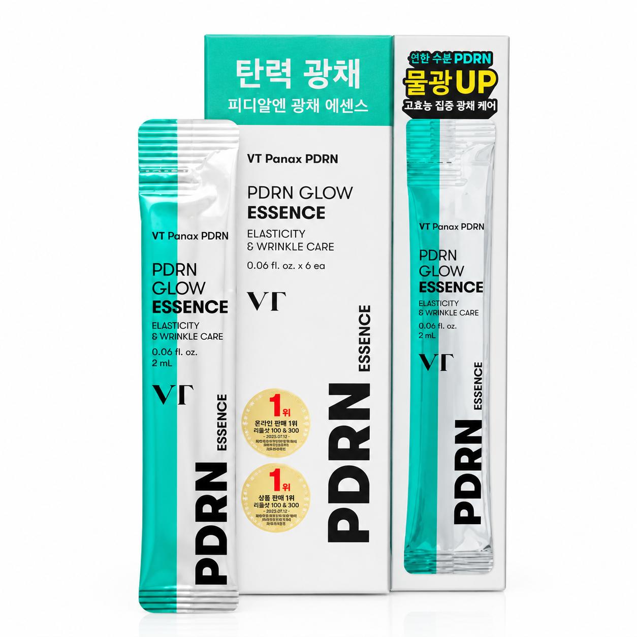 VT PDRN Glow Эссенция 2 мл x 6 шт. Корейская эссенция для сияния для упругой и сияющей кожи