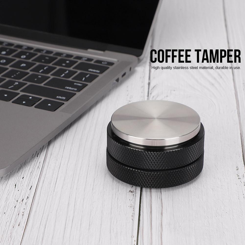 58mm Schwarzer Flacher Boden Edelstahl Kaffee Tamper Zubehör für Zuhause Kaffeeladen