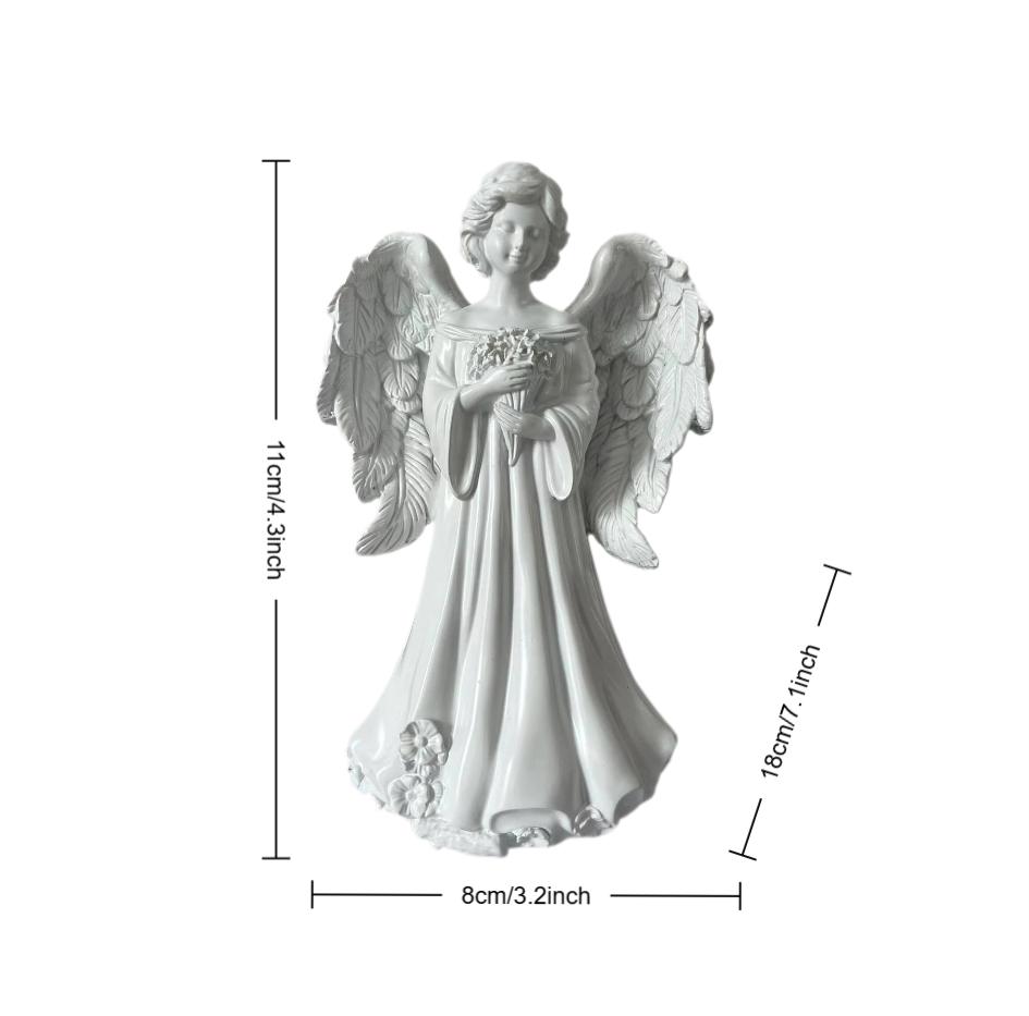 A Nordic-Style Pure White Guardian Angel Statue with a Bouquet Design, a Healing Ornament for Home Decoration, the First Choice for Gift-Giving and Cr