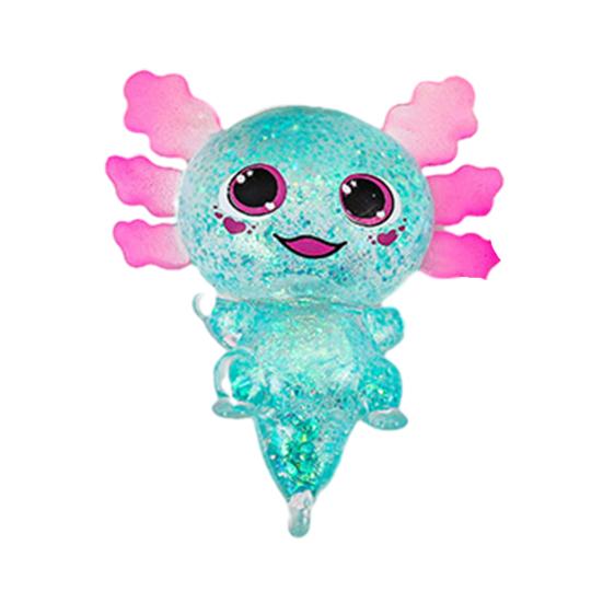 Glittery Salamander Squeeze Toy Soft Slow Rebound Stress Relief Fidget with Transparent Glitter Cute Decompression Gift синий