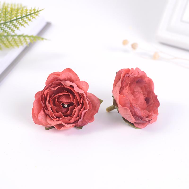 5/10PCs Rose Artificial Flowers 5CM Fake Flowers for Home Room Decor Garden Wedding Marriage Decoration DIY Gifts Accessories