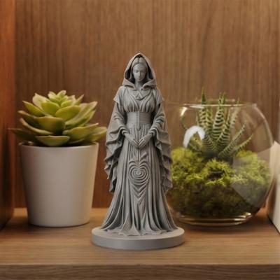 3D Printed Witch Statue, European Style Mysterious Witch Figurine with Fine Texture & Stable Base, Compact Desktop Ornament for Study Bedroom