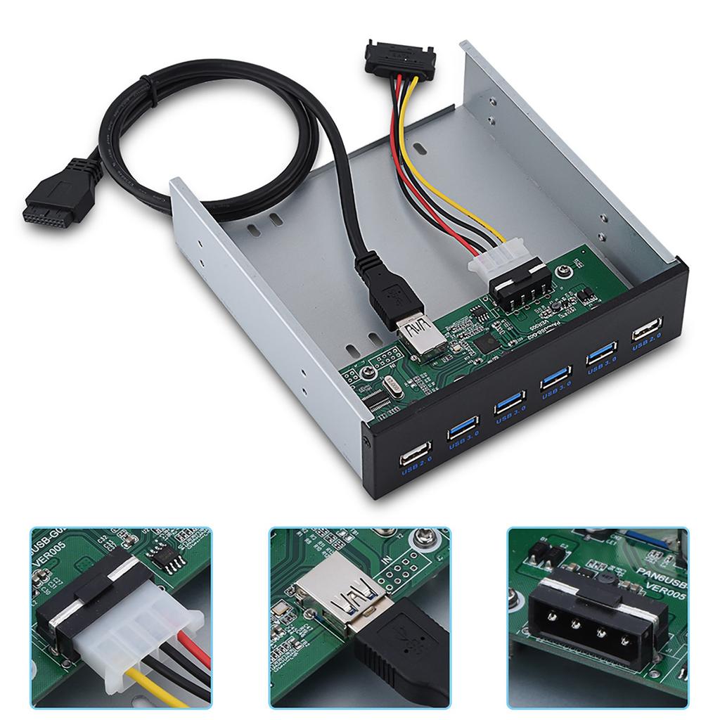 19 Pin To 4 * USB3.0 + 2 * USB2.0 6 Interface Metal Front Panel USB Hub