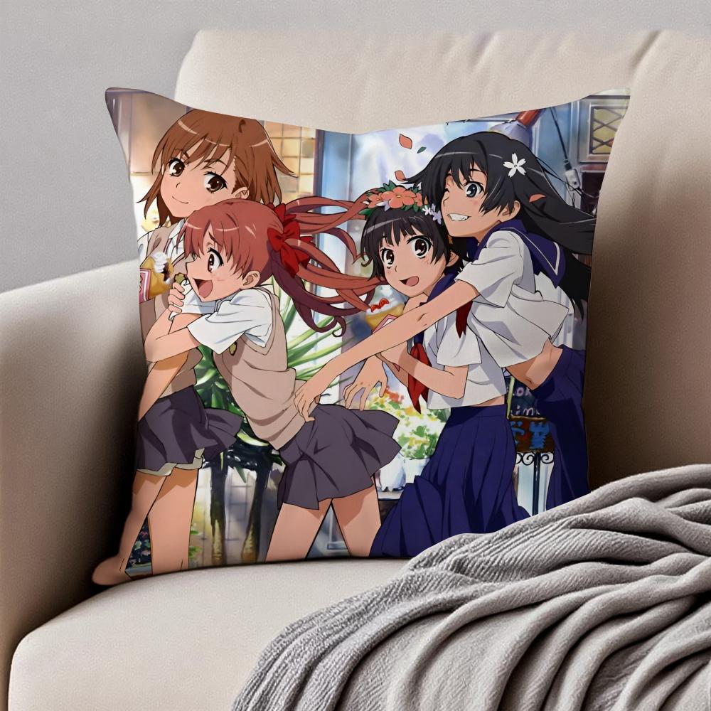 Hot SciFi Anime AA Certain Scientific Railgun Cushion Cover Pillowcase Antidustmite Invisible Zipper Short Plush Sofa Cushion