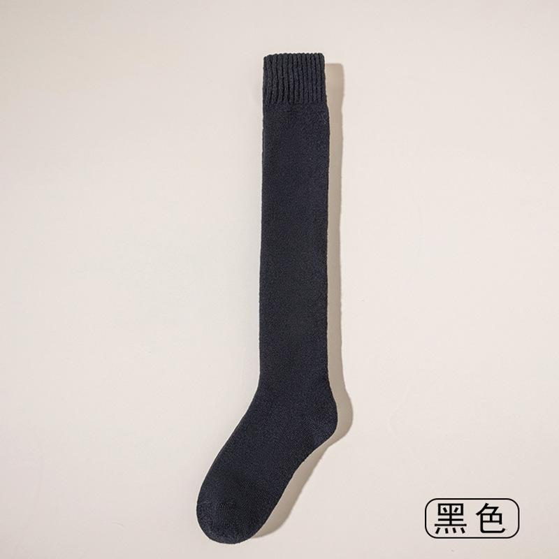 

Knee Socks Women S Thickened Winter Terry Long Tube Socks And Knee High Tube Socks Keep Warm Autumn And Winter Knee Pads Thigh Socks Fleece one size fits all чорний