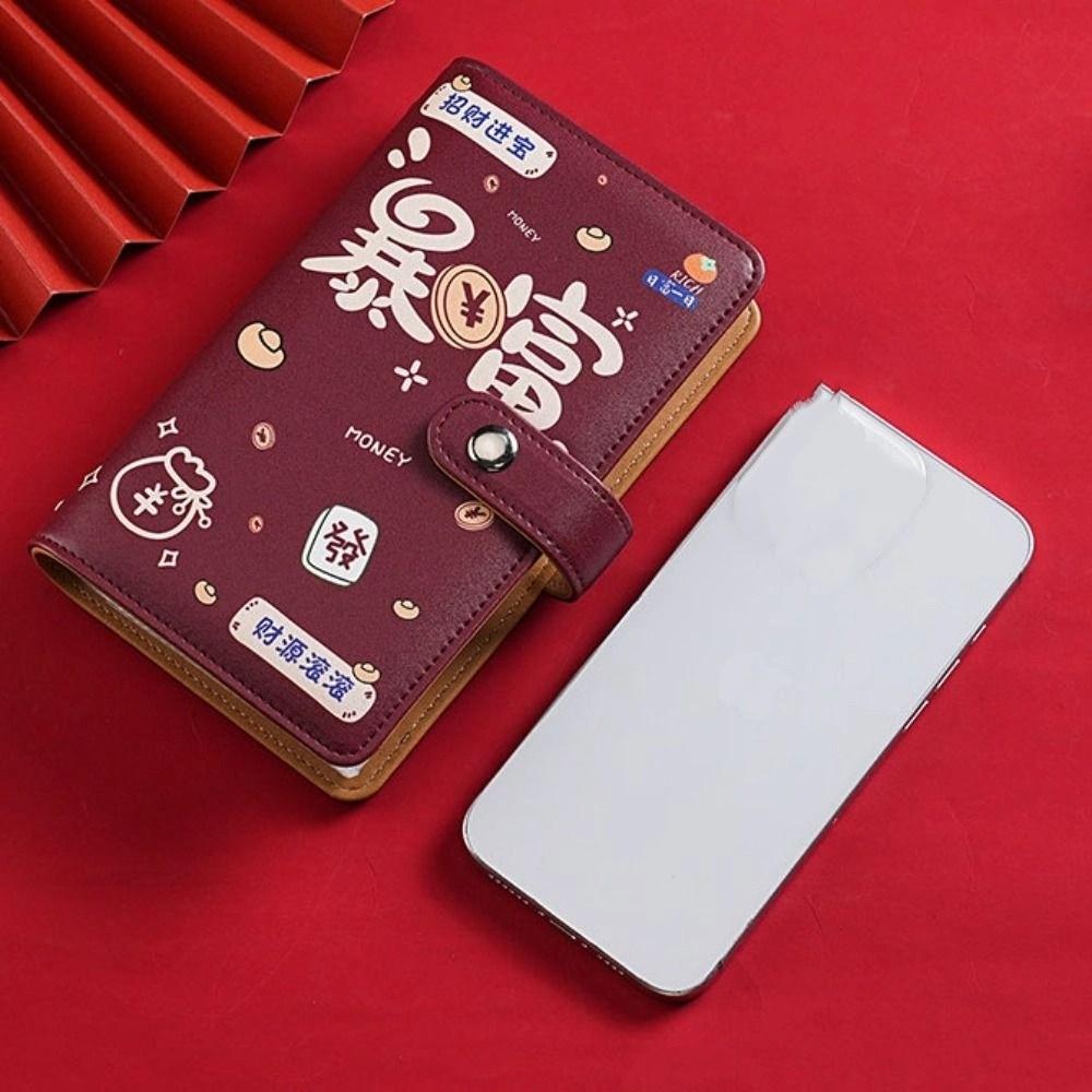 PU Leather Cash Budget Binder Refillable Account Book Saving Money Binder  Stainless Ring Binder