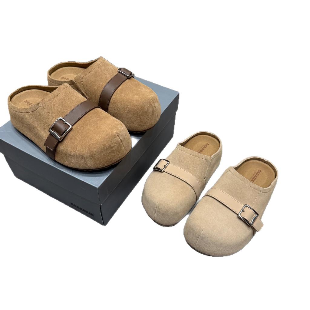 Retro lazy slippers women's outer wear 2025 bag head half slippers soft bottom foreign trade large size one pedal Boken slippers