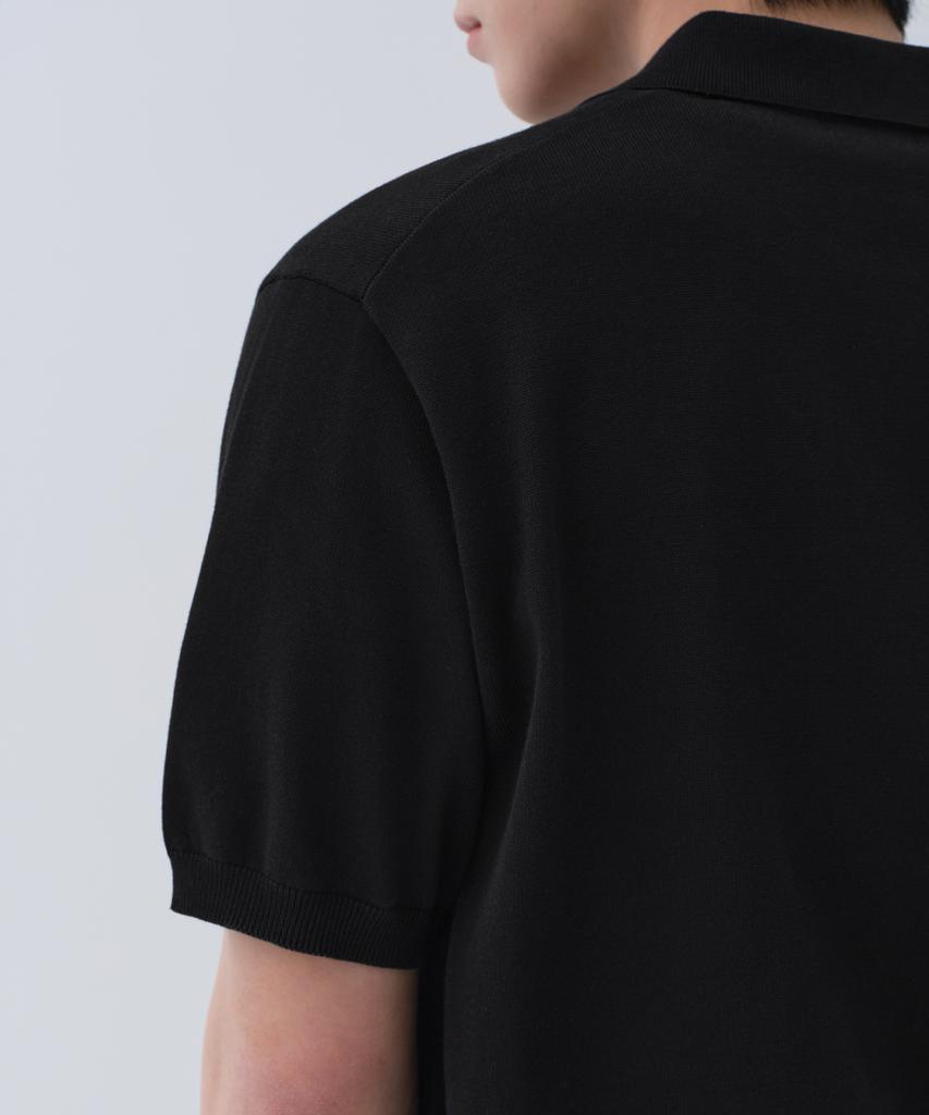 Musinsa Standard Washable Supima Cotton Collared Short Sleeve Cardigan [Black]