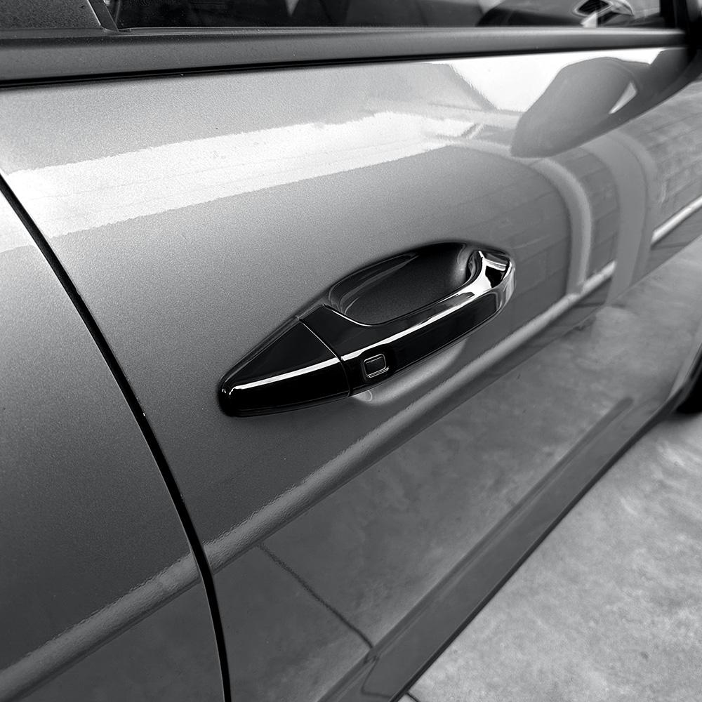 For Kia K4 2026 2026 2026 Auto Styling Exterior Black Carbon Fiber Outside Door Handle Cover Stripes Trim LHD