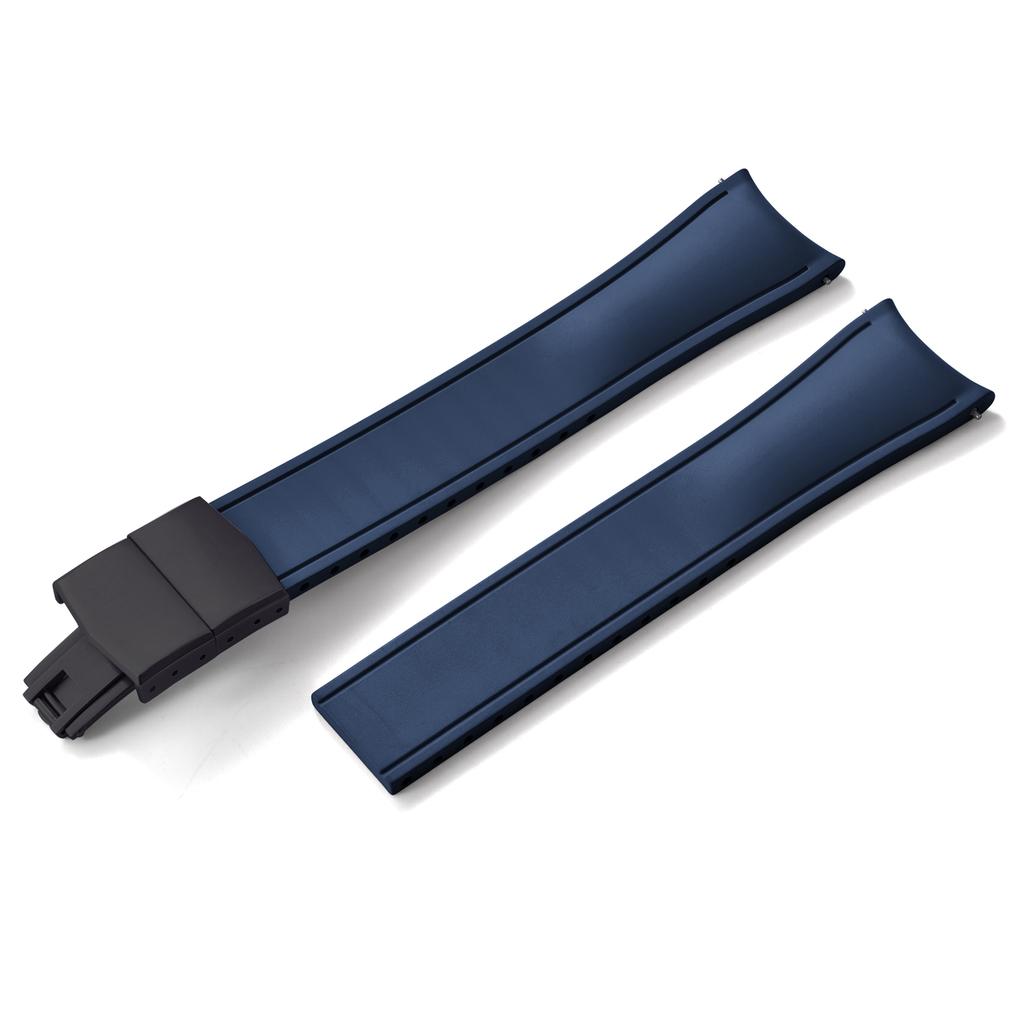 Premium Grade Curved End CTS FKM Rubber Watch Band 20mm 22mm Quick Release Butterfly Buckle Waterproof Soft Flexible Diver Style