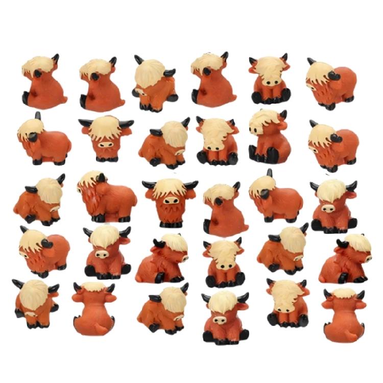 Mini Resin Highlands Cow Figurines Microlandscape Ornament Educational Toy Tiny Cow Figures Fairys Garden Accessories 1
