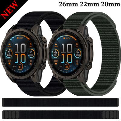 Bracelet en nylon à Velcro 26 mm 22 mm 20 mm pour Garmin Fenix 8 Bracelet de sport Poignet Fenix E 7X Enduro3/Quatix7 Pro Forerunner 965