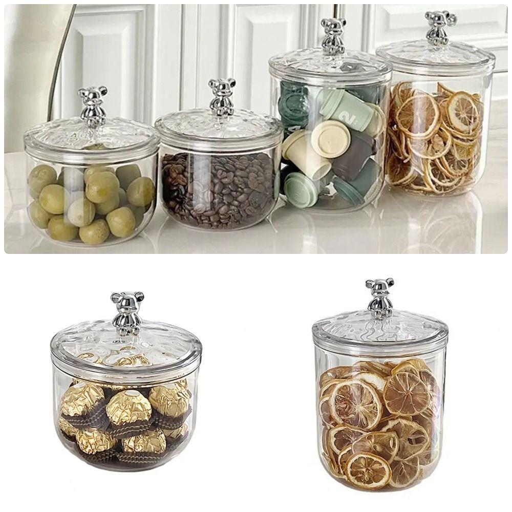 1Pcs with Bear Handle Sealed Jar Home Kitchen Dry Goods Container Durable Plastic Storage Box