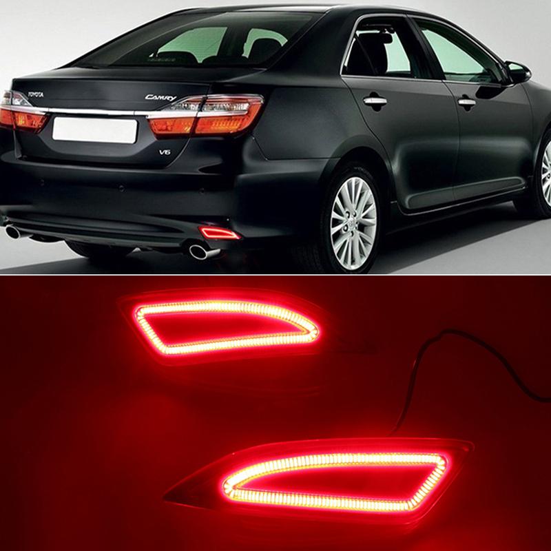 2PCS LED Rear Reflector For Toyota Camry 2015 2016 Fielder 2015 2016 2017 2018 Fog Lamp Turn Signal Brake Light