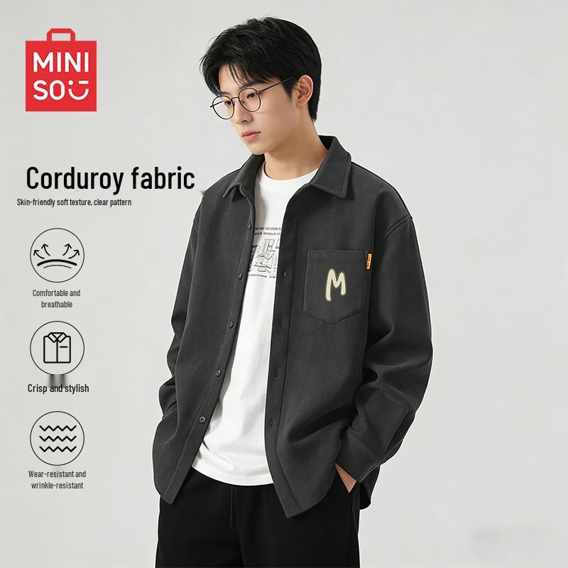 

MINISO Men s Corduroy Long-Sleeve Shirt Jacket 2XL