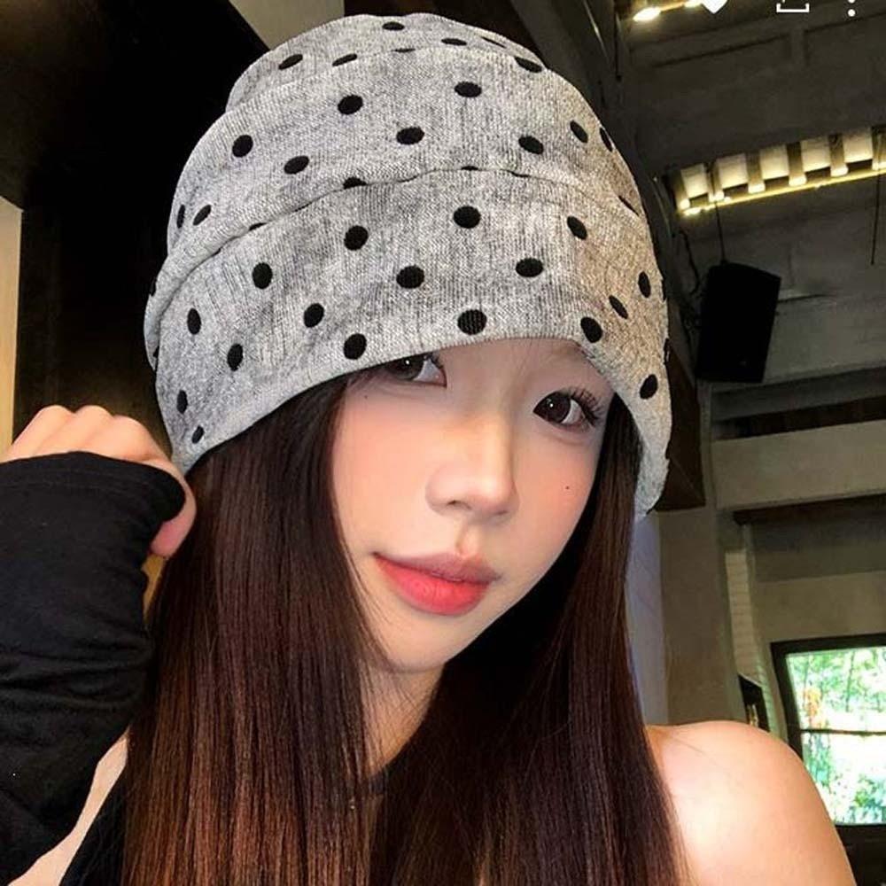 Elastic Polka Dot Beanie Retro Vintage Pullover Hat Slouchy Skull Cap Autumn Winter Trips