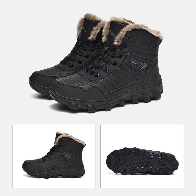 Men's Winter Plus-Size Fleece-Lined, Thick-Soled Snow Boots: Non-Slip, Waterproof, and Warm High-Top Ankle Boots
