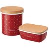 Skater Enamel Butter Case Wooden Lid 500ml Casmin Red ENBT5-A