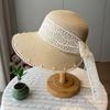 New Straw Hat Women's Big Eaves Seaside Sunshade Sunscreen Beach Hat Fashion Lace Bow Sun Hat