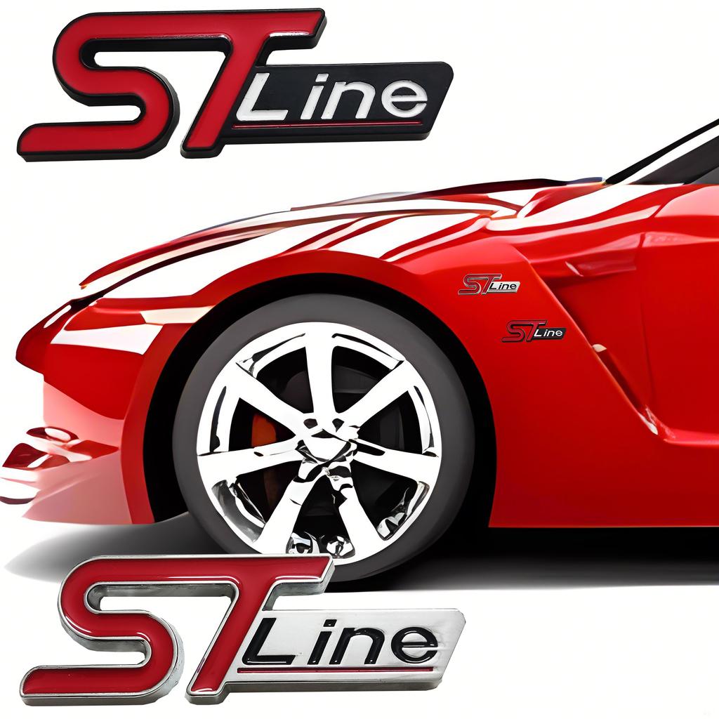 ST-Line Metall-Autoaufkleber für den mittleren Kühlergrill, Heck- und Kotflügel-Emblem-Aufkleber, anwendbar für Focus, Mondeo, Edge und Explorer