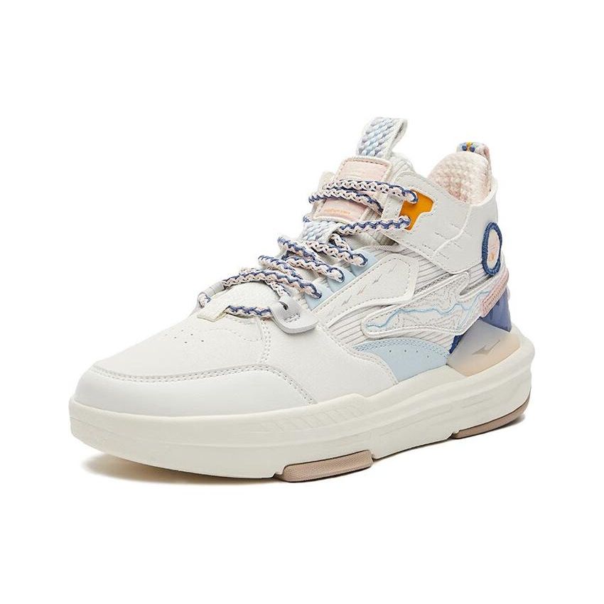 Hongxing Erke Danxia Trendy Fashion Mid-Top Sneakers Women Sneakers White Blue 52122301418-003