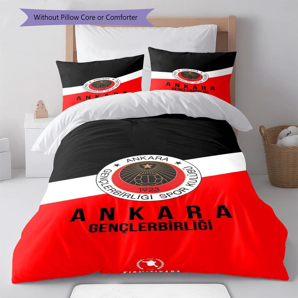 Gençlerbirliği Pattern Bedding Set Quilt Cover Pillowcase Home Decor Gift (1 * Duvet Cover + 2 * Pillowcase, Without Core)