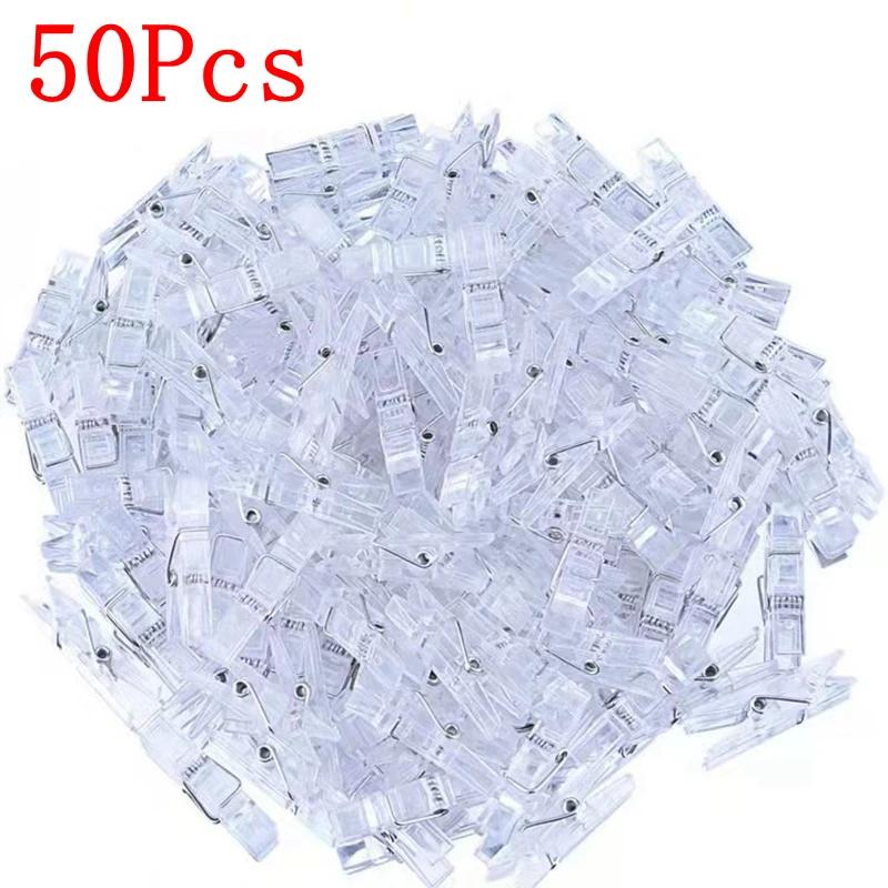 

50/100PCS Portable Photo Clips Plastic Mini Spring Clear Clothes Pegs For Photo Paper Craft Clips Clothespin Party