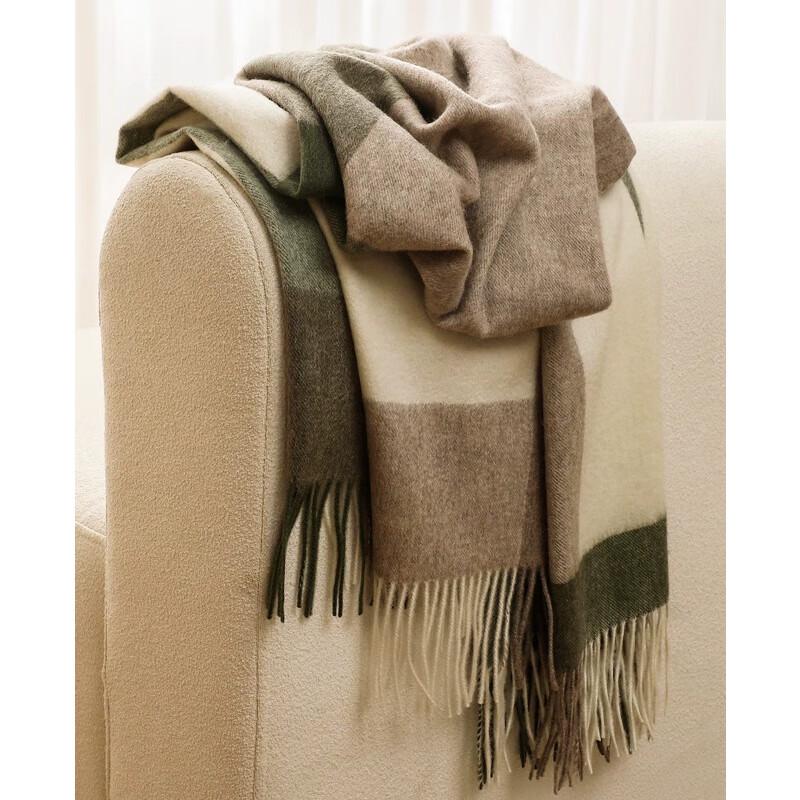 VICTORIA&VERA Autumn/Winter Large Plaid Color Block Tassel Scarf