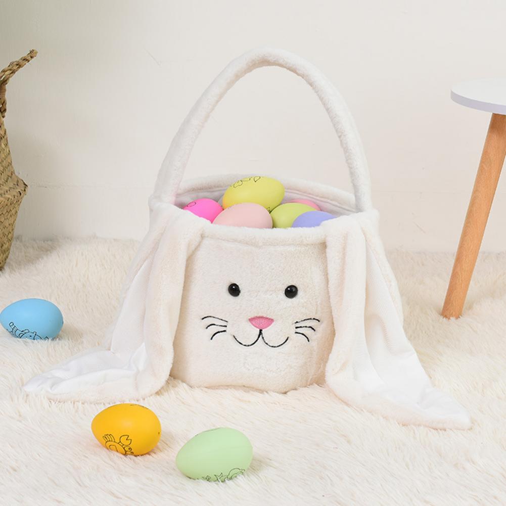 1pc Cute Plush Easter Bunny Basket Lovely Candy Carry Easter Eggs Basket Easter Handbag Bunny Candy Gift Basket
