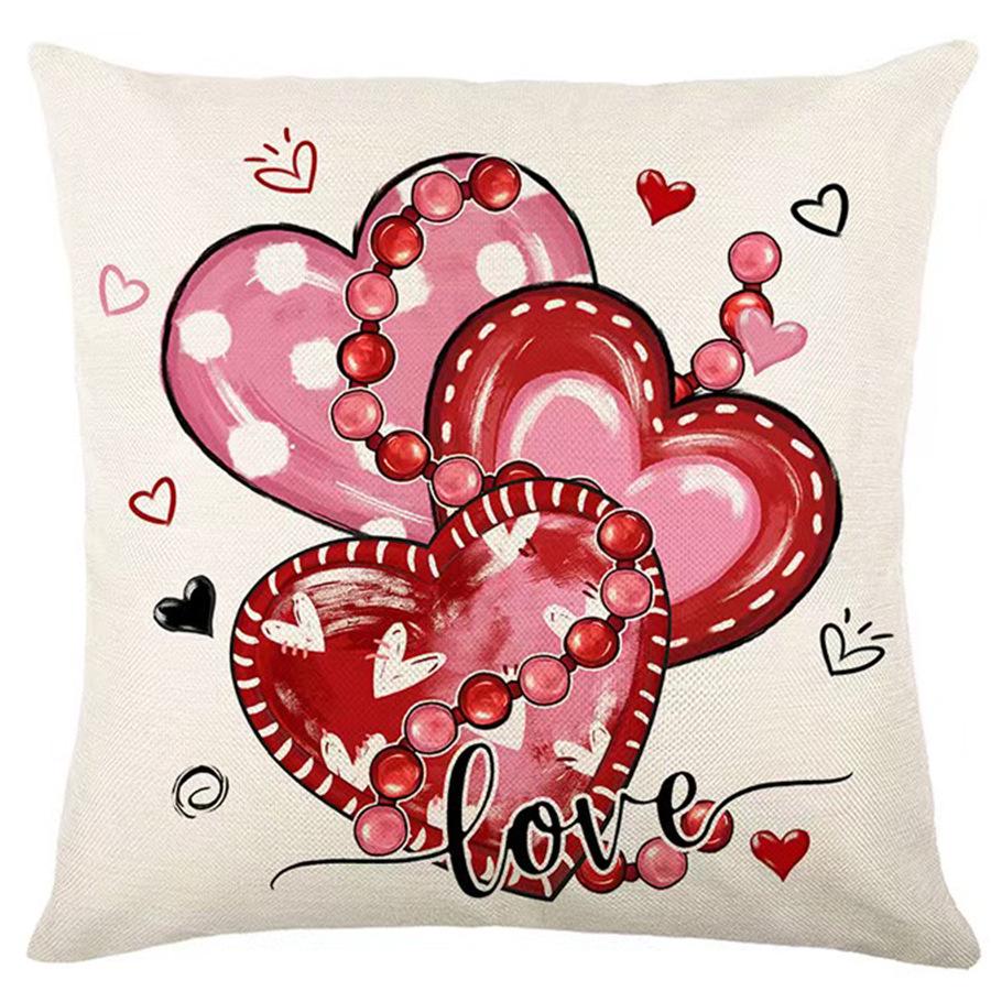 Valentine's Day Heart Print Decorative Pillowcase for Sofa or Bed