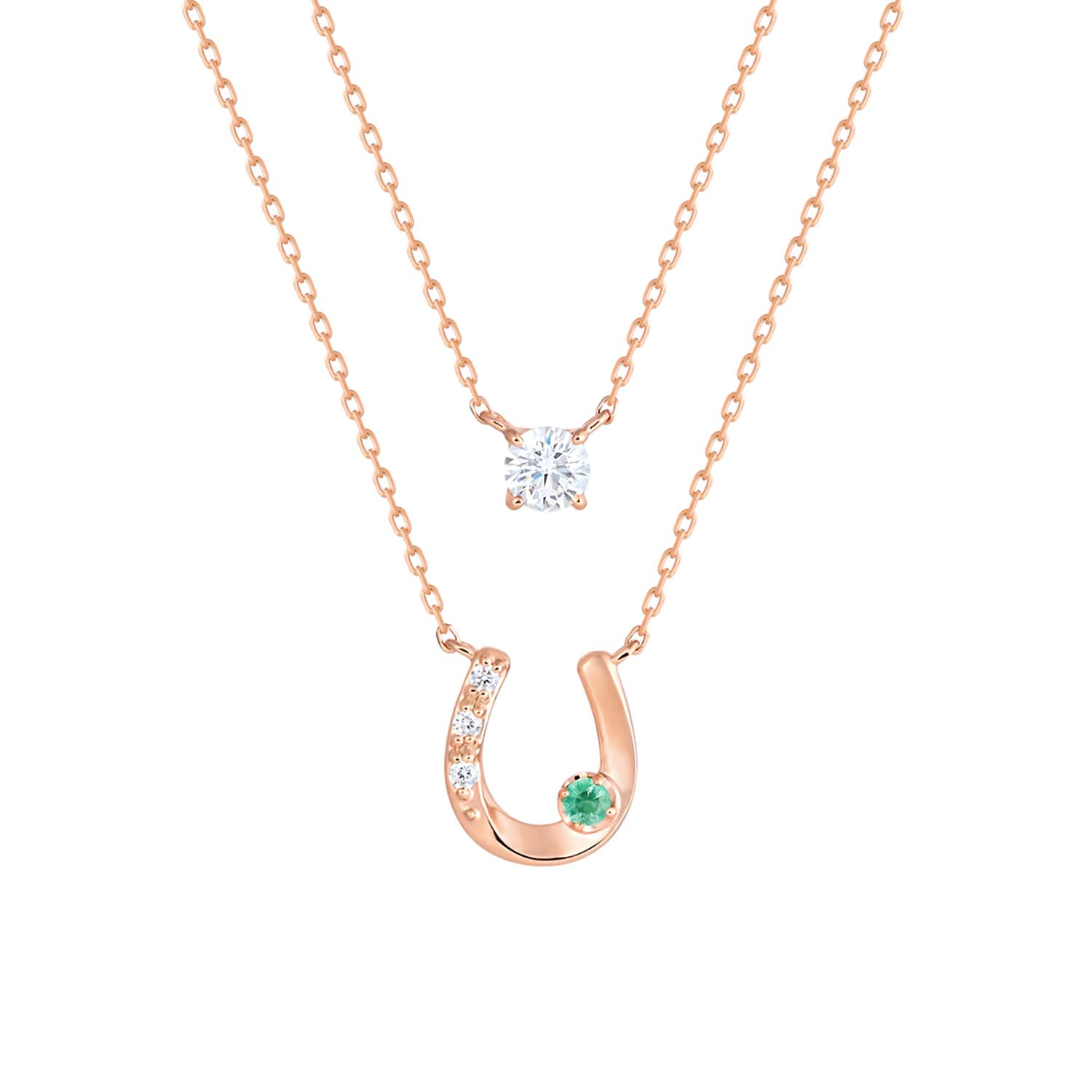 

May Birthstone Silver Emerald Necklace Set of 2 Birthday Gifts for Women with Jewelry Case 112524121901 [Yondo Sea]