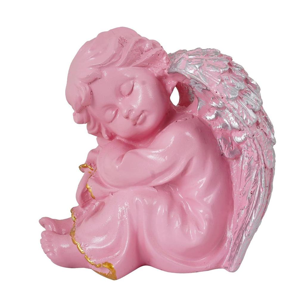 Winged Girl Statue for Home Decor Item | Fairy Girl Statue for Home Shelves Decor Showpiece (Angel Pink )
