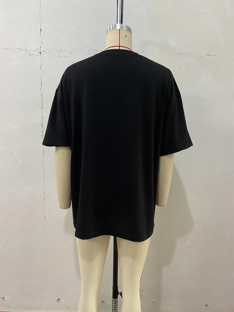 European Summer 2026 Women's Mid-Length Plain Loose T-Shirt with Five-Point Sleeves