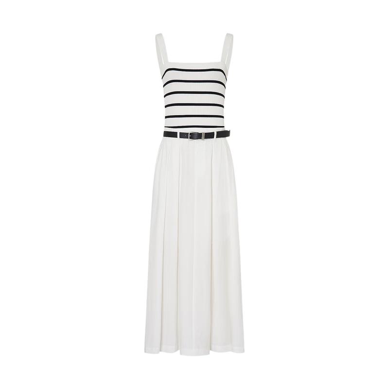 

MO&Co. Nautical Striped A-Line Vest Dress with Belt L / 170