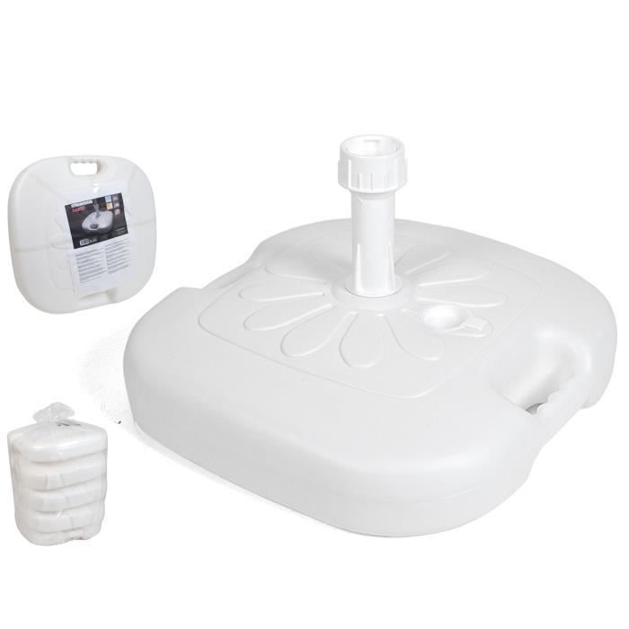Base de parasol - EDM - Remplissable - 16 litres - Blanc - Carré