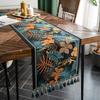 Chemin de table long jacquard rétro américain rectangulaire Housse de table basse à café/thé Couvre-commode Bannière décorative de pied de lit