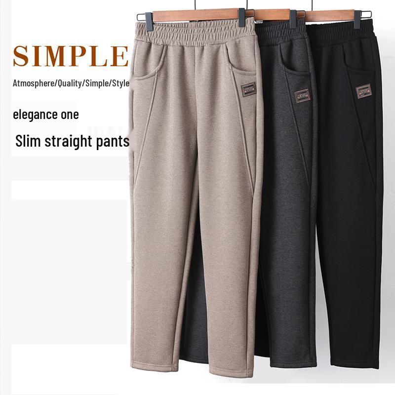 Mom's Thick Fleece Wool Pants for Winter & Middle-Aged Comfort