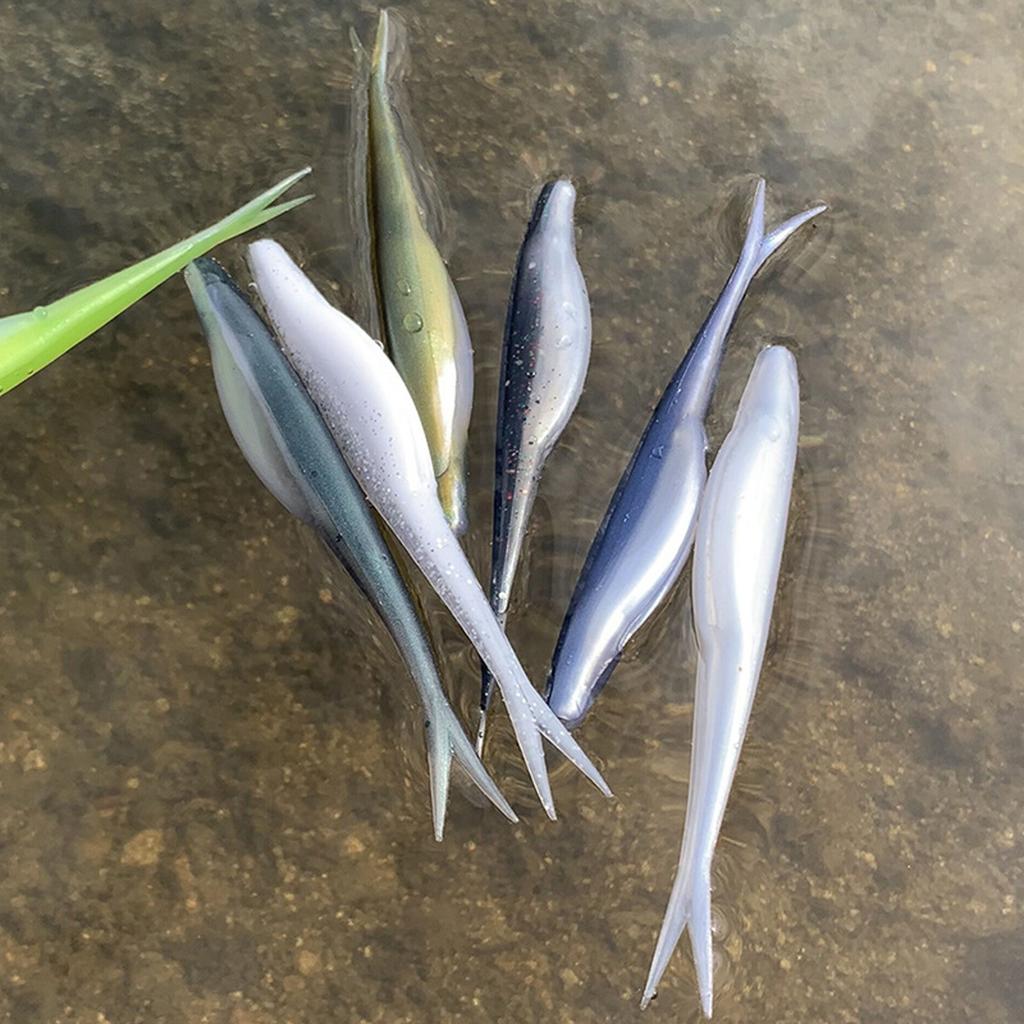 5Pcs Soft Fishing Lures Floating Baits Slightly Split Tail Swimbaits Lures Artificial Swimbaits for Saltwater Fishing