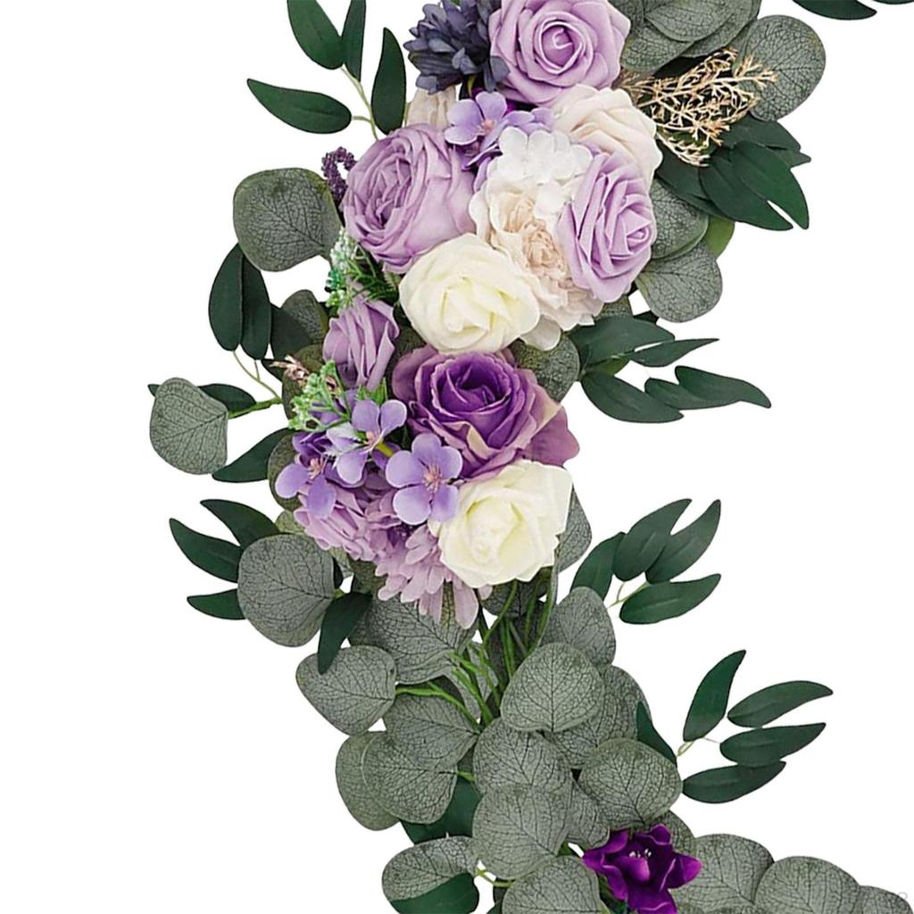 2 Pieces Artificial Floral Swag Wedding Welcome Signs Backdrop Wall Decor Decorative