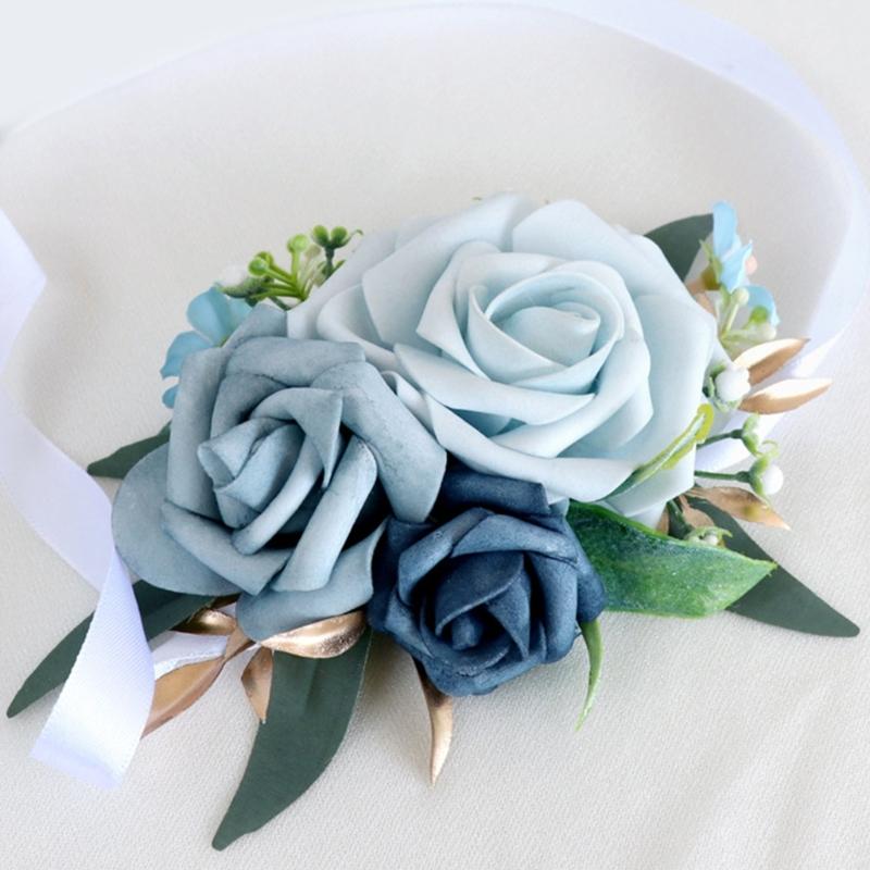5Pcs Rose Wrist Corsages Wristband for Bridal and Bridesmaid, Wrist Corsages for Wedding Ceremony Anniversary Proms