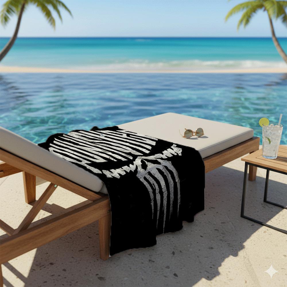 Punisher Skull Microfiber Beach Towel Quick Dry Sand Free Black Print Soft Absorbent Pool Gym Sports Towel Bathroom Accessories
